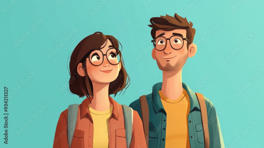 animated young couple envisioning their future together animated young couple envisioning their future together