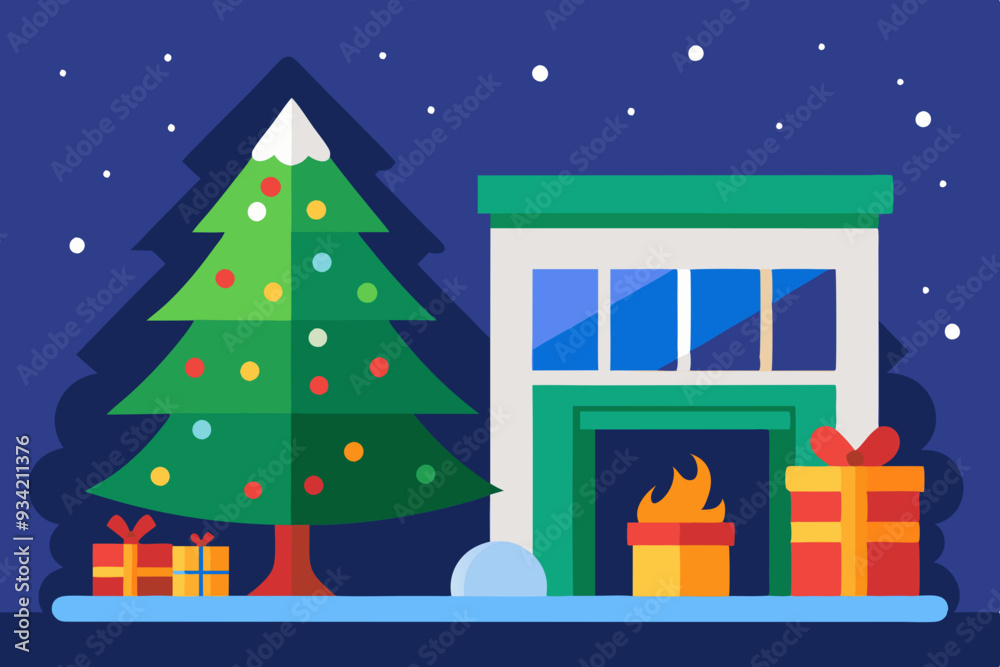 Christmass Tree and Background Minimalistic Design Christmass Tree and Background Minimalistic Design