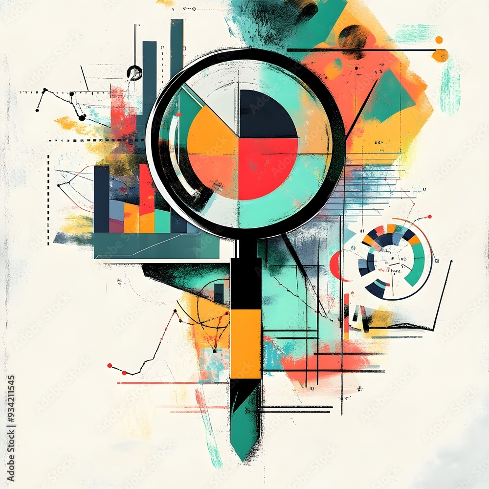 Obraz premium Motivational Financial Phrases in a Minimalist Typographic Composition with Analytical Graphs and a