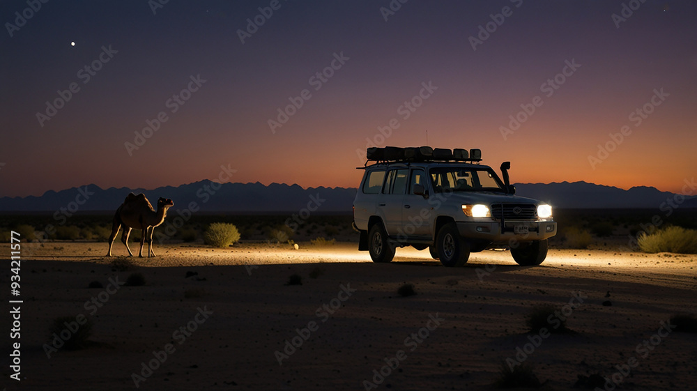 jeep and camel in the desert jeep and camel in the desert