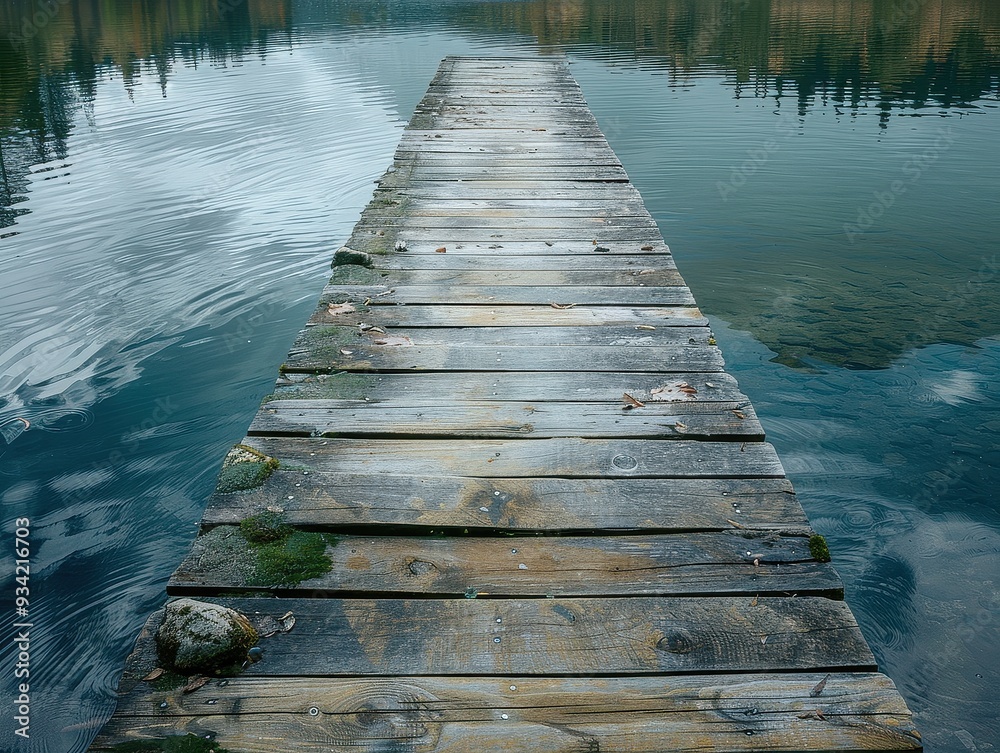Obraz premium Tranquil Lakeside Retreat on Rustic Dock