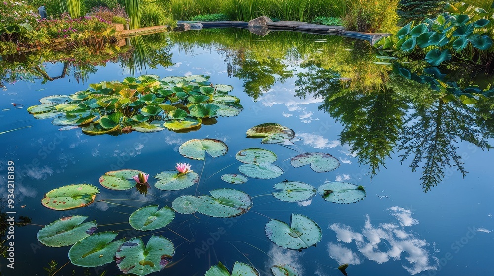 Tranquil Reflections on a Lily Pad Pond Tranquil Reflections on a Lily Pad Pond