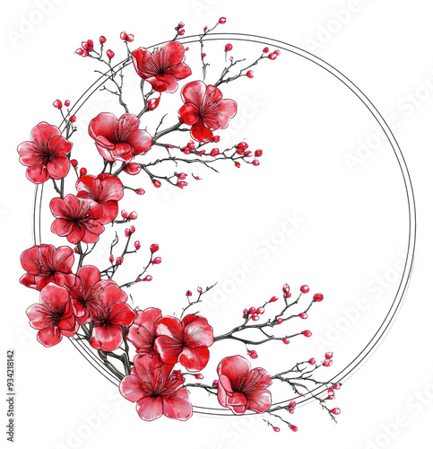 PNG Elegant cherry blossoms in a circle