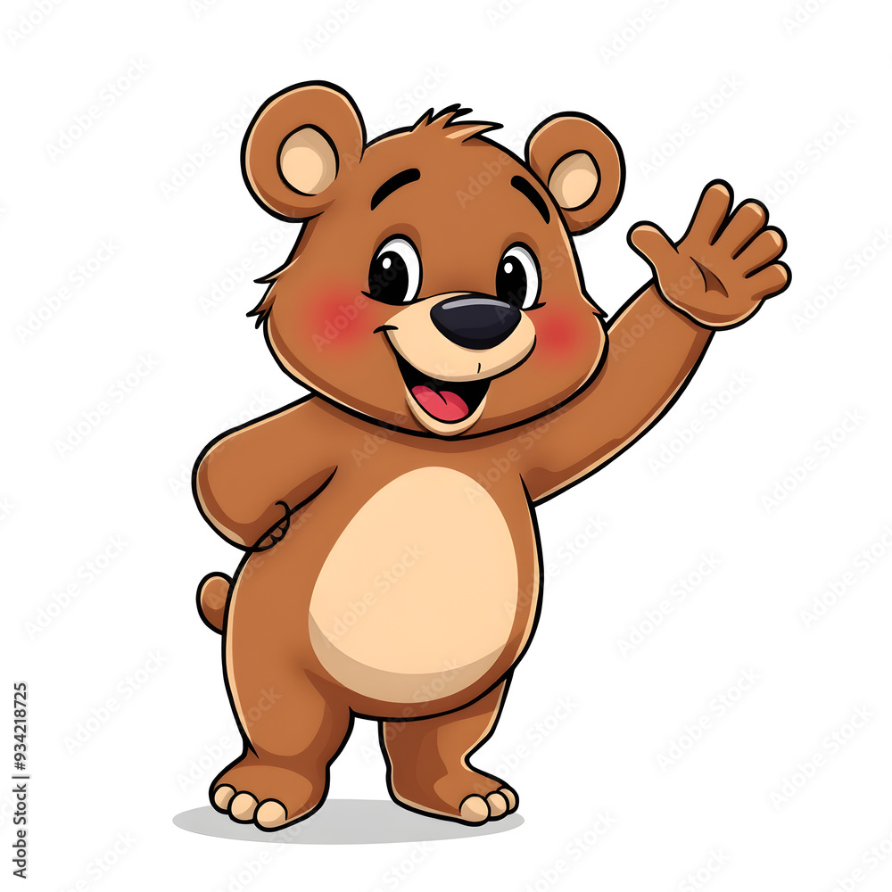 Obraz premium Waving bear icon illustration on white background. Generative AI