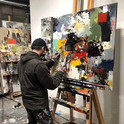 Talented Crafting Expressive Abstract Painting in Avant Garde Studio photo