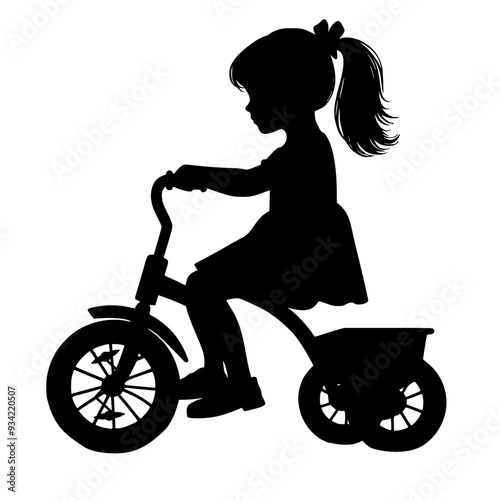 Little girl with tricycle, girl ride trike 