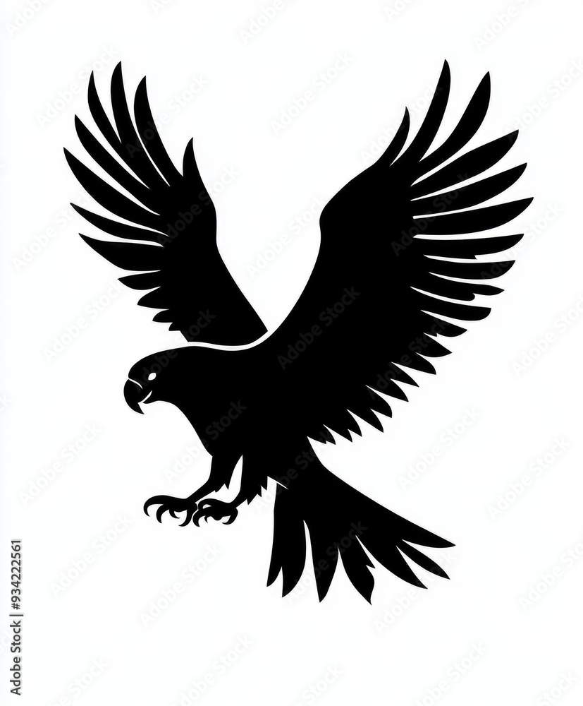 Fototapeta premium open winged Eagle on a plain background, in a stencil style