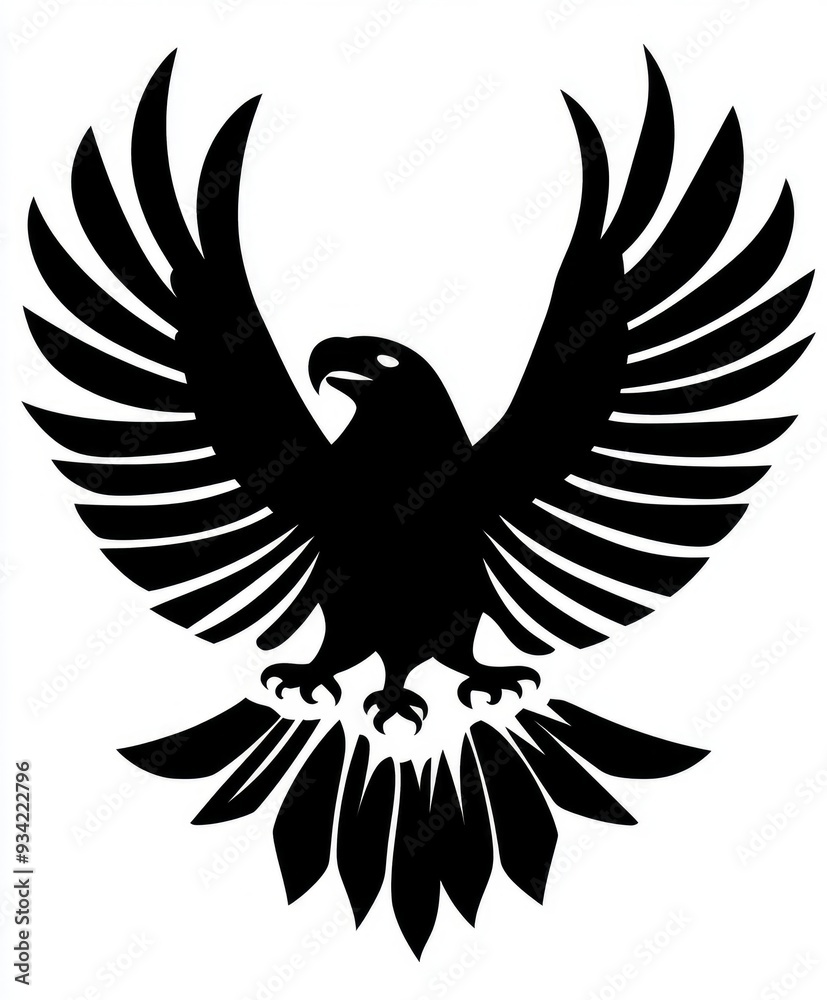 Fototapeta premium open winged Eagle on a plain background, in a stencil style