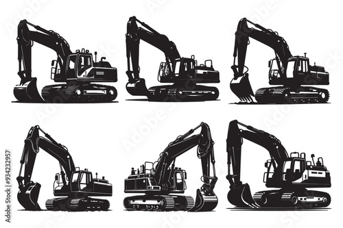 Excavator silhouette  vector