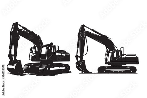 Excavator silhouette  vector