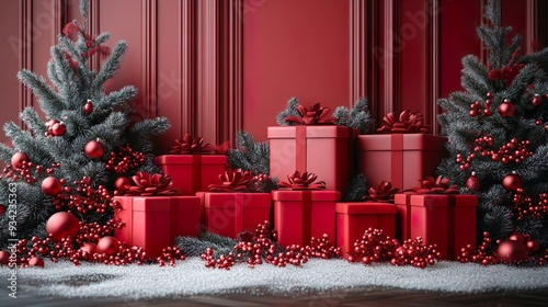 Christmas Decorations and Christmas Boxes in the Background	