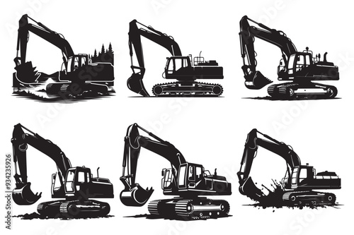 Excavator silhouette  vector