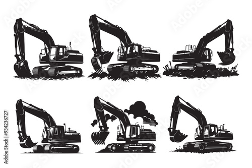 Excavator silhouette  vector
