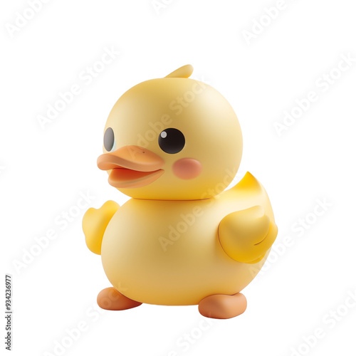 Adorable Yellow Duckling Cartoon Character, Transparent Background, PNG photo