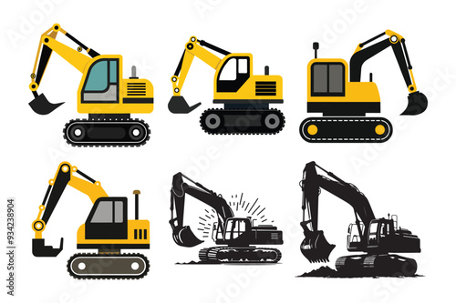 Excavator silhouette  vector