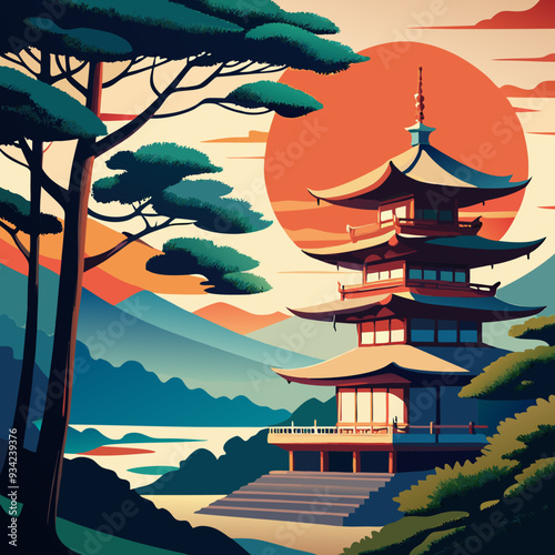 japanese garden with pagoda