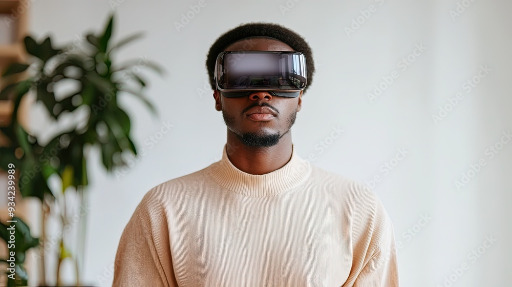 Remote worker using augmented reality glasses for project management, futuristic home office with minimalistic design, AR in remote work, seamless tech integration Remote worker using augmented reality glasses for project management, futuristic home office with minimalistic design, AR in remote work, seamless tech integration