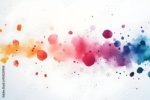 Vibrant Minimalist Watercolor Composition with Carefully Placed Splatters Creating a Sense of Balance and Serenity on a Clean Bright Background