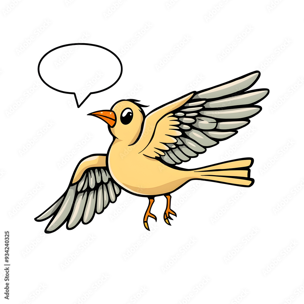 Naklejka premium Bird and text bubble cartoon icon illustration on white background. Generative AI