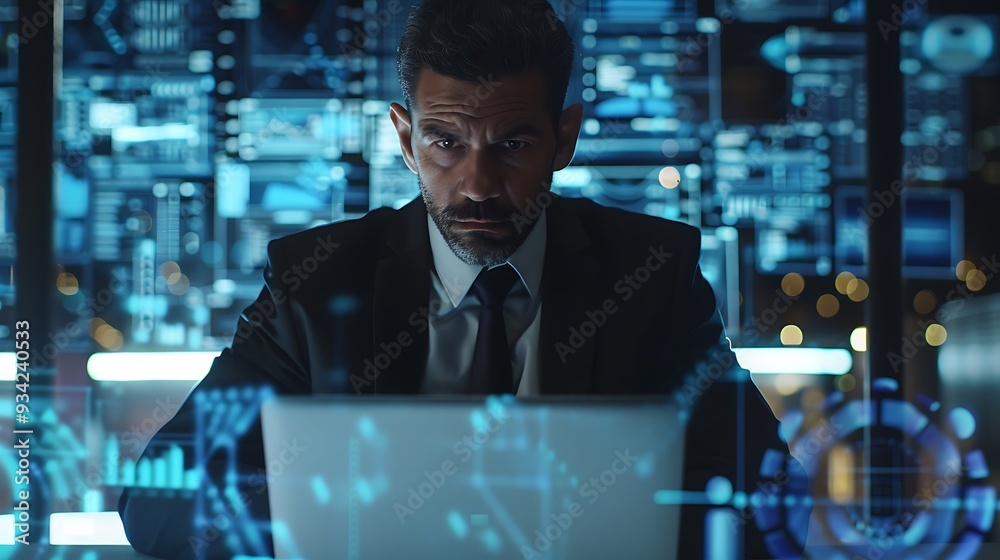 businessman working on laptop in office businessman working on laptop in office