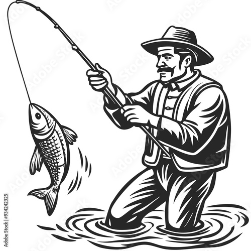 fisherman with fishing rod
