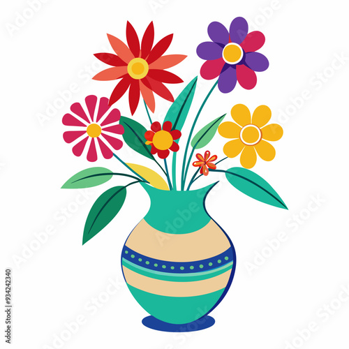 vase with flowers vector illustration