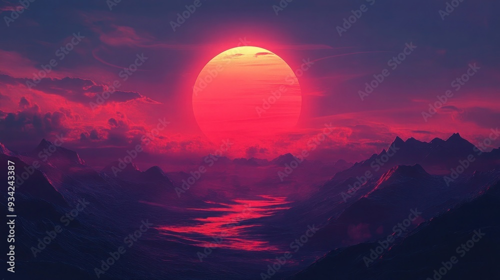 Breathtaking landscape at the sunset