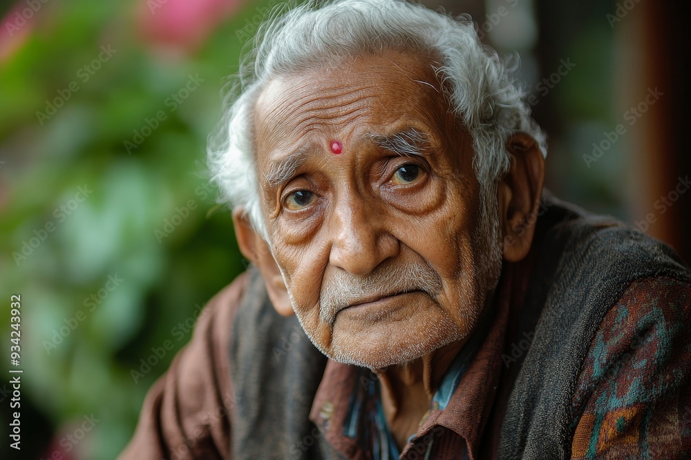 An elderly Indian man at the retirement home, Generative AI An elderly Indian man at the retirement home, Generative AI