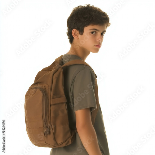 Teen Boy With Backpack Isol...