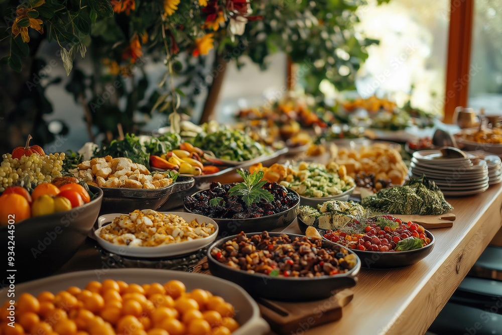 Fototapeta premium Thanksgiving Full Family Dinner
