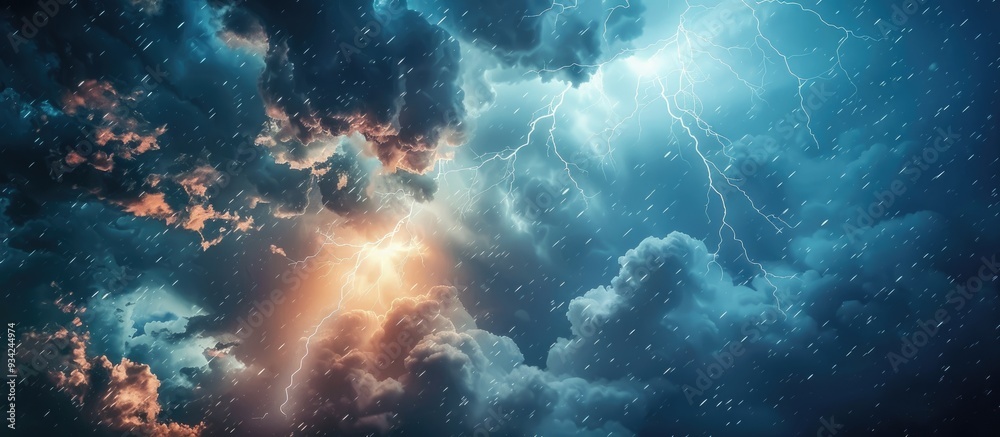 Fototapeta premium Stormy Rain Clouds Background With A Light