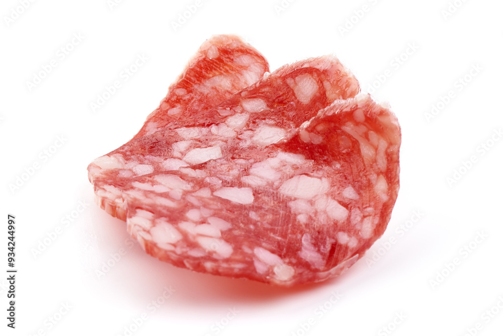 Italian sausage. Tasty dried sausage, close-up, isolated on white background. Italian sausage. Tasty dried sausage, close-up, isolated on white background.