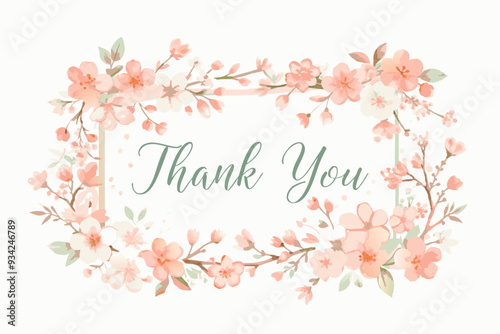 Thank you card with flower frame background
