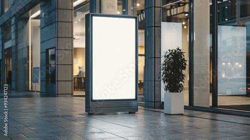 Blank Vertical Billboard Mockup Outside Shopping Mall