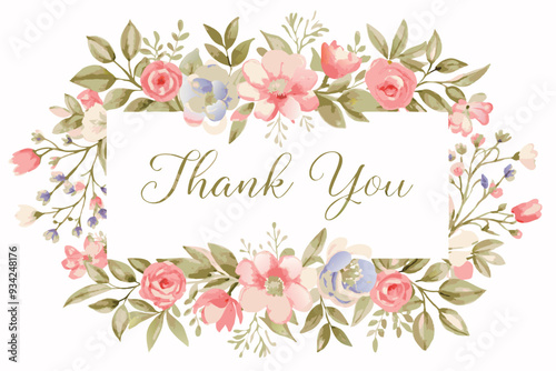 Thank you card with flower frame background
