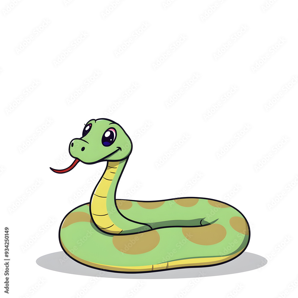 Snake cartoon icon illustration on white background. Generative AI