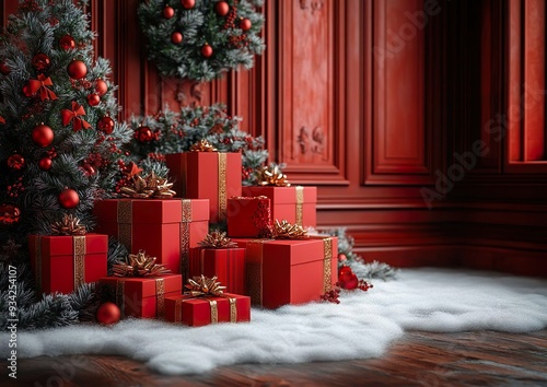 Christmas Decorations and Christmas Boxes in the Background	