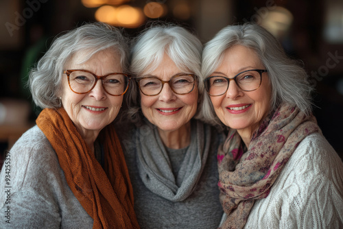 Three senior women as best friends, Generative AI photo