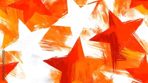 Orange Stars on White Background, Abstract Image, Texture, Pattern, Wallpaper, Cover and Screen of Smartphone, Cell Phone, Computer, Laptop, 9:16 and 16:9 Format