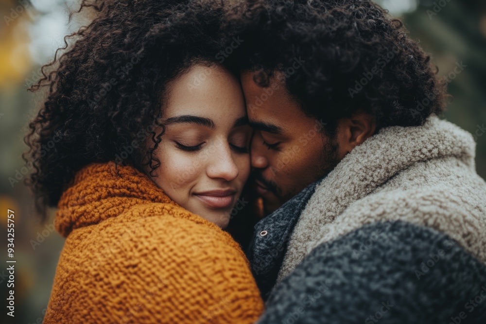 Two persons embracing. Sentimental and empathic individuals cuddle carefully. AI, Generative AI Two persons embracing. Sentimental and empathic individuals cuddle carefully. AI, Generative AI