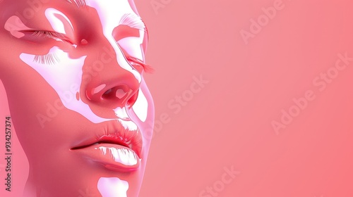 A calming and soothing abstract image of a face delicately bathed in soft pink tones, truly evoking tranquility photo