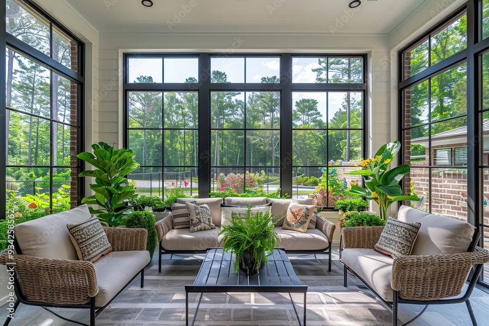 Sunlit Living Room With Large Windows Sunlit Living Room With Large Windows