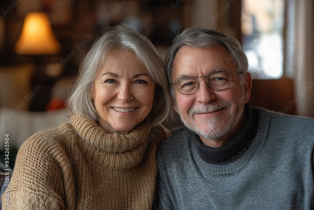 Front view of happy senior couple, Generative AI Front view of happy senior couple, Generative AI