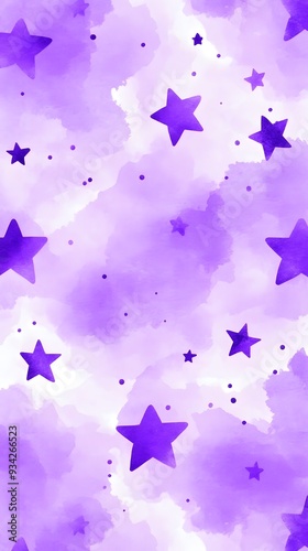 Wallpaper Mural Purple Stars on White Background, Abstract Image, Texture, Pattern, Wallpaper, Cover and Screen of Smartphone, Cell Phone, Computer, Laptop, 9:16 and 16:9 Format Torontodigital.ca