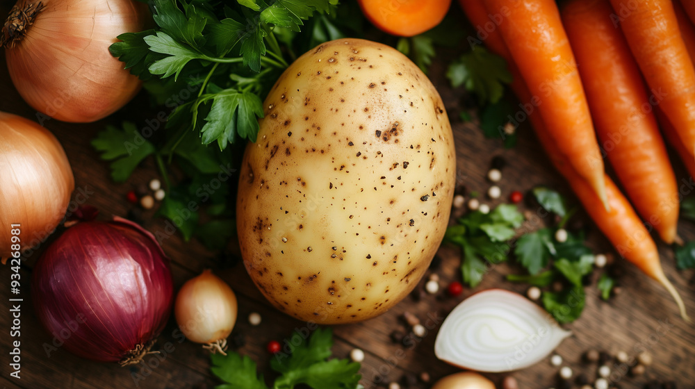Healthy Meal ingredients with Potato and Vegetables Healthy Meal ingredients with Potato and Vegetables