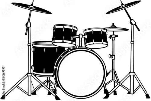 Drum set vector silhouette illustration