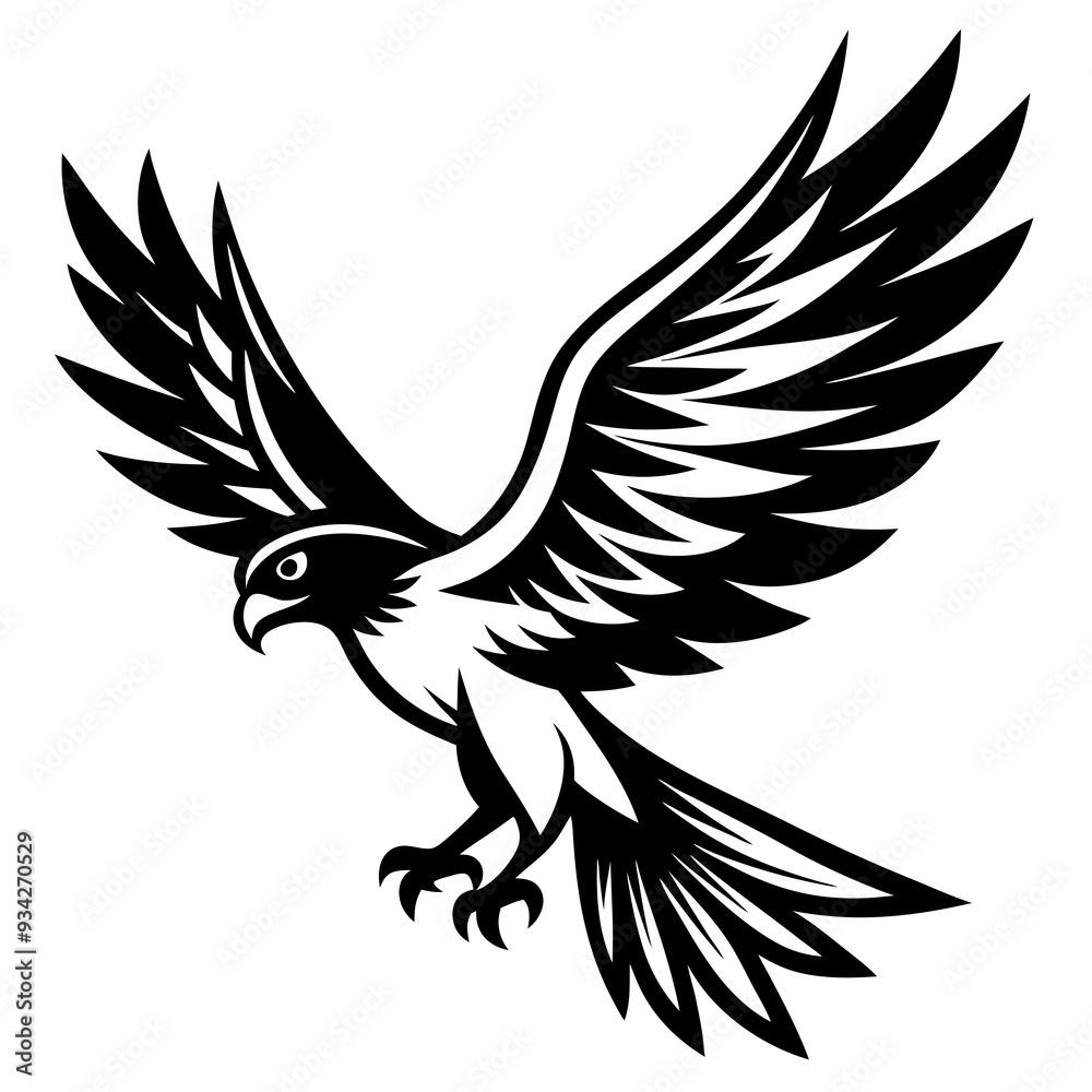 Obraz premium A dynamic hawk with sharp wings.