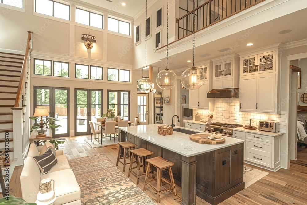 Modern Kitchen Interior Design with Large Windows Modern Kitchen Interior Design with Large Windows
