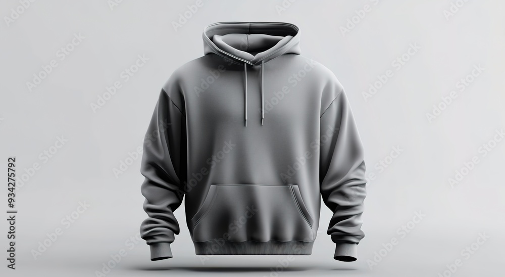 3D realistic gray hoodie, front view, very detailed and clean mockup. 3D realistic gray hoodie, front view, very detailed and clean mockup.