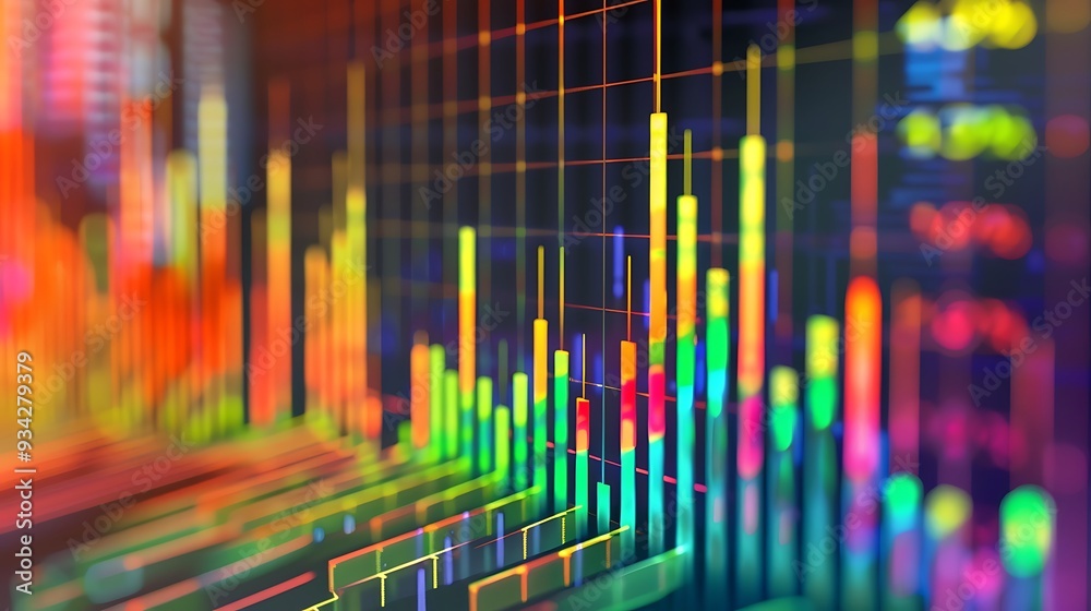 Bar graph showcasing the stock market performance of various sectors, with contrasting colors representing upward and downward trends. Bar graph showcasing the stock market performance of various sectors, with contrasting colors representing upward and downward trends.